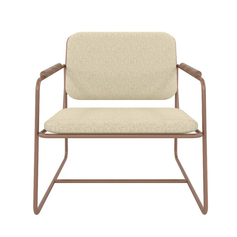 Manhattan Comfort2.0 Whythe Low Accent Chair Natural Linen/Corten : Upholstered, Steel Frame, No Assembly Required