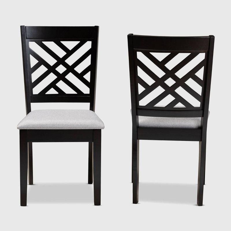 2pc Caron Upholstered Wood Dining Chair Set Sand Gray/Espresso - Baxton Studio