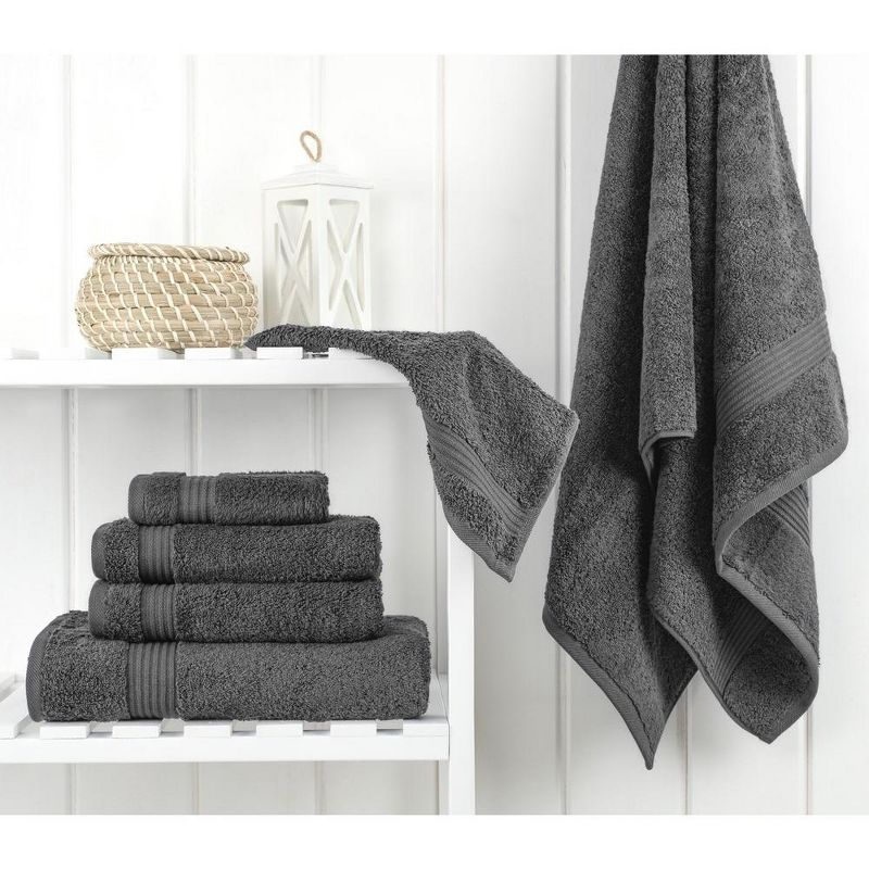 American Soft Linen Salem 6 Piece Towel Set, 100% Cotton Bath Towels for Bathroom, Dark Gray