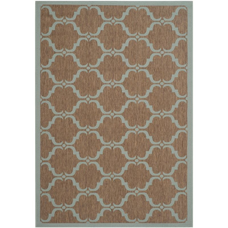 Courtyard CY6009 Power Loomed Indoor and Outdoor Area Rug - Brown/Aqua - 5'3"x7'7" - Safavieh
