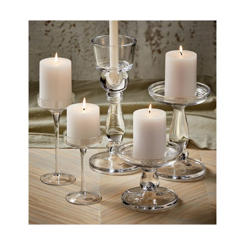 tagltd Lana Clear Glass Reversible Taper and Pillar Candle Holder Small, 5.0L x 5.0W x 5.9H inches