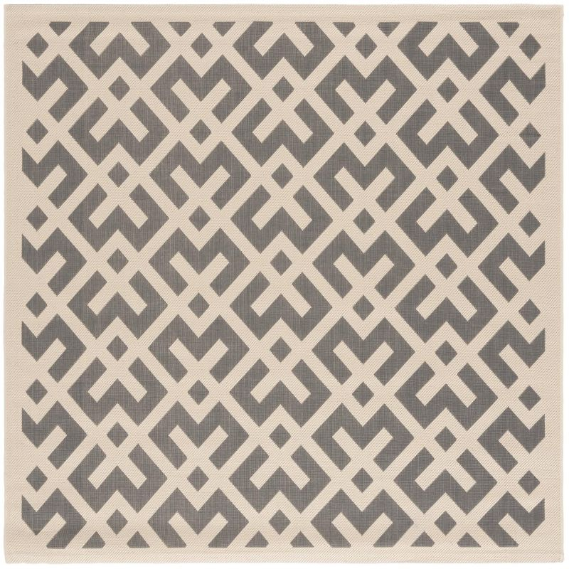 Courtyard CY6915 Power Loomed Indoor and Outdoor Area Rug - Grey/Bone - 5'3"x5'3" - Safavieh