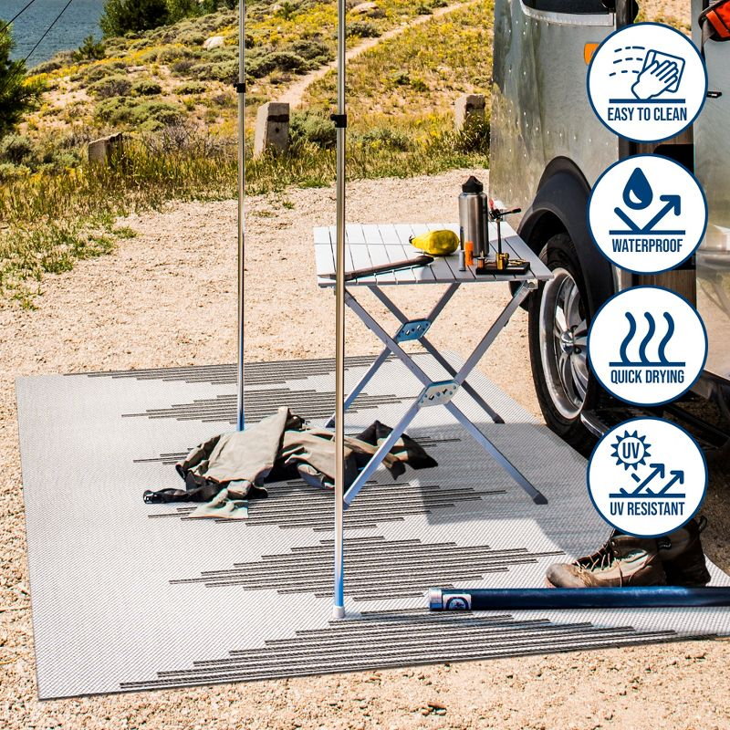 4' x 6' Vinales Diamond Stripe Indoor/Outdoor Area Rug, Light Gray/Black - JONATHAN Y