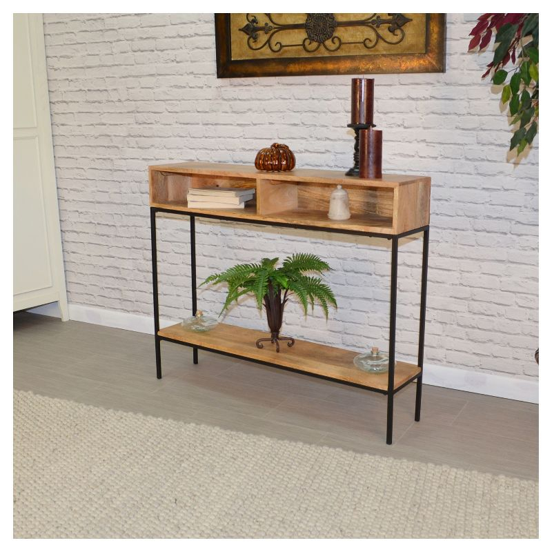 Carolina Living Halsey Console Natural/Black and Table: Entryway with Storage Shelves