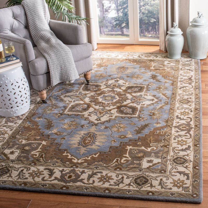 Royalty ROY700 Hand Tufted Indoor Area Rug - 8'x10' - Light Blue/Beige - Safavieh