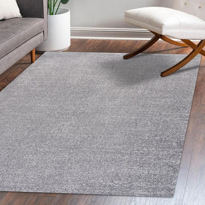 10' X 14' Rectangle Haze Solid Low-Pile Area Rug , Gray - JONATHAN Y