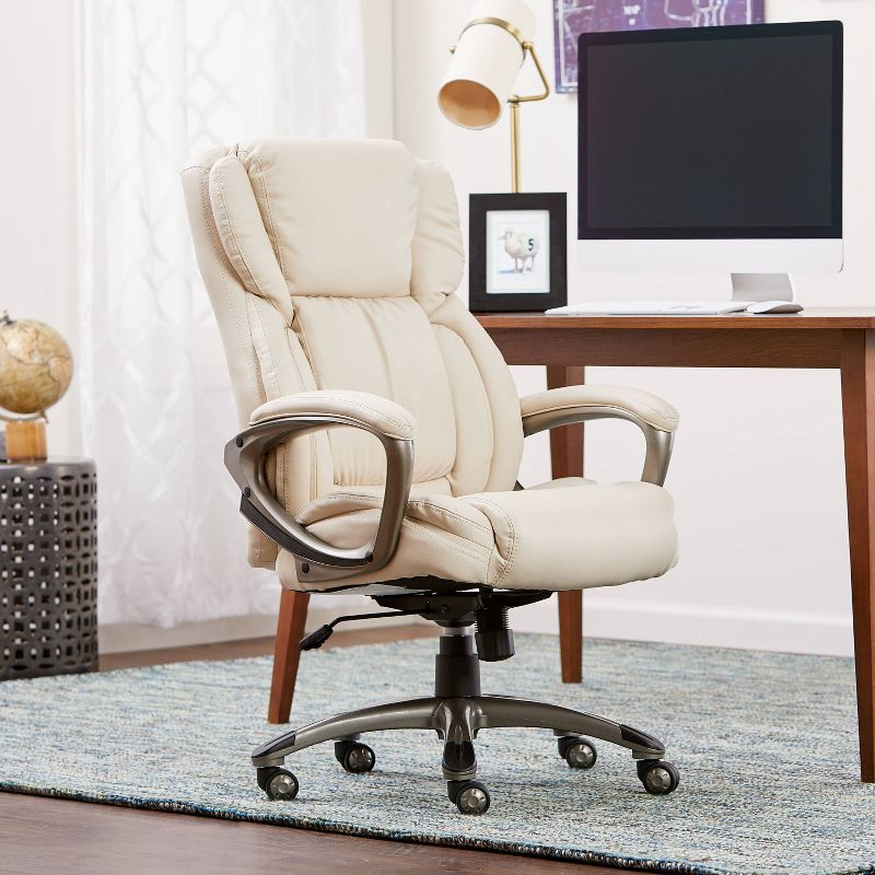 Serta Works Executive Office Chair American Beige: Upholstered, Adjustable, Ergonomic with Padded Back & Seat