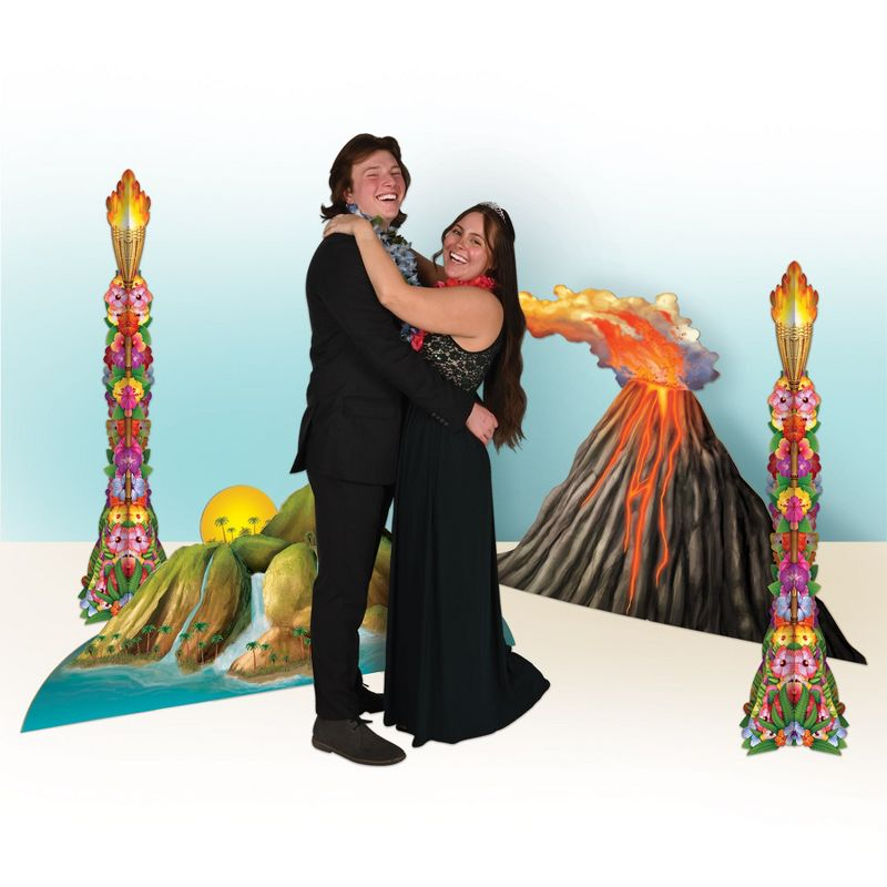 Beistle Luau Volcano Stand-Up, 3.5' x 3.5', (1/Box) Multicolored