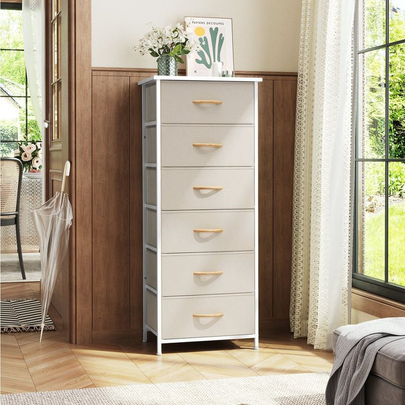 Crestlive Products 6 Drawers Vertical Dresser for Bedroom Storage Tower with Wood Top White