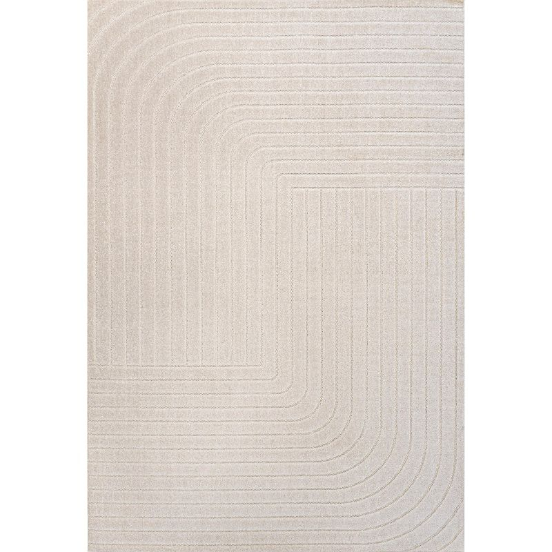 JONATHAN Y Odense High-Low Minimalist Angle Geometric Ivory/Cream 3 ft. x 5 ft. Indoor/Outdoor Area Rug