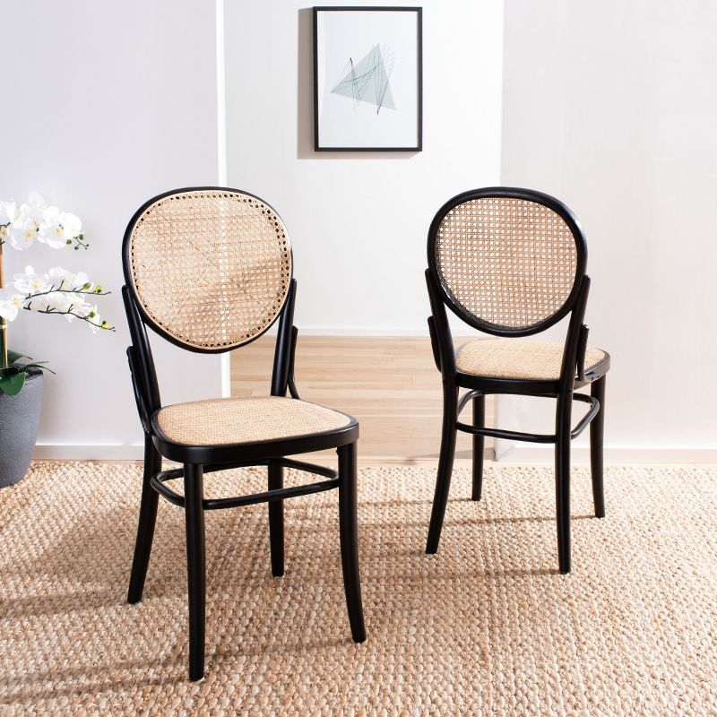Sonia Cane Dining Chair (Set of 2) - DCH9504 - Black/Natural - Safavieh
