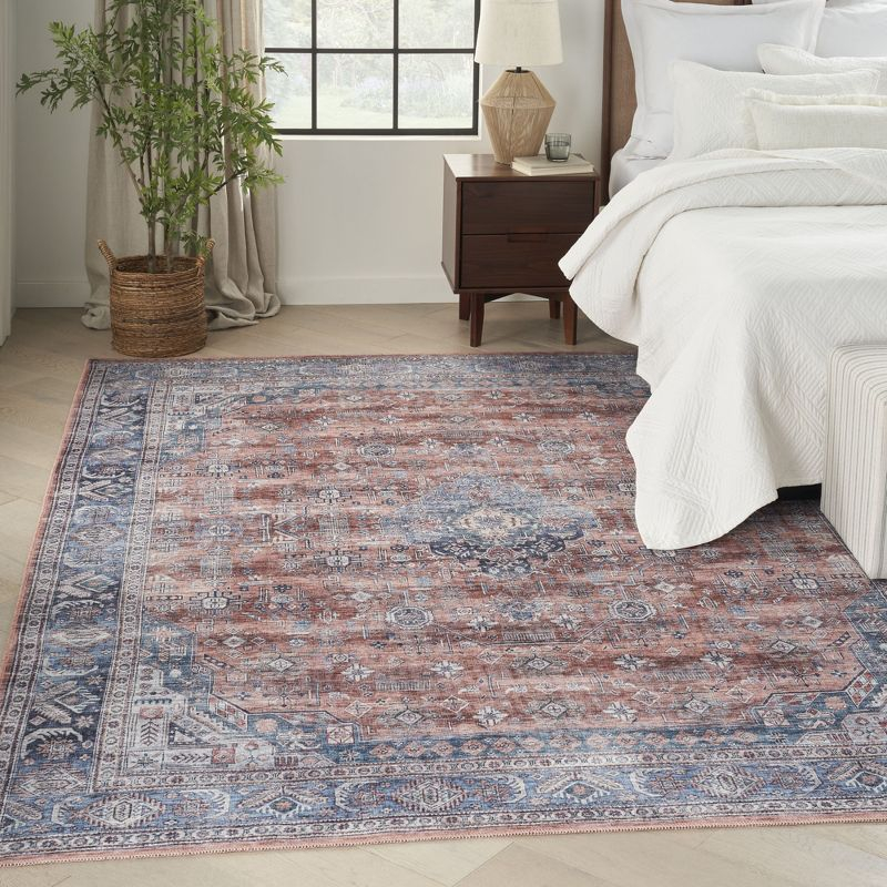 Nourison Washable Brilliance 7'10" x 9'10" Blue/Multi Vintage Indoor Rug