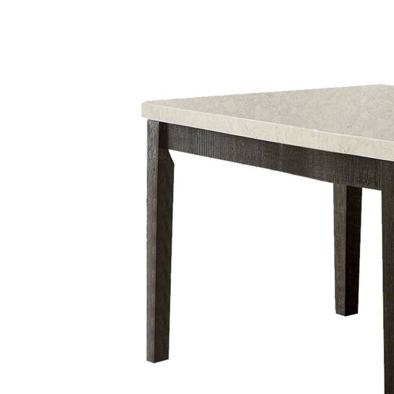 54" Nolan Accent Table White Marble/Salvage Dark Oak - Acme Furniture