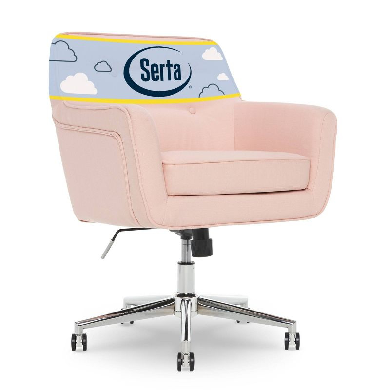 Serta Style Ashland Home Office Chair Party Blush Pink: Upholstered, Adjustable, with Casters/Wheels