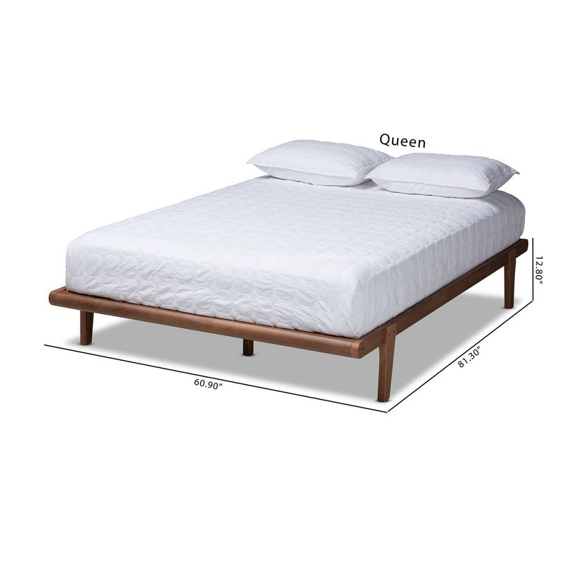 Queen Kaia Finished Wood Platform Bed Frame Brown - Baxton Studio: Rubberwood, Mid-Century Design, No Box Spring Required