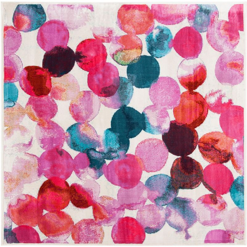 Lillian LLN377 Power Loomed Area Rug - Rose/Light Blue - 6'7"x6'7" - Safavieh