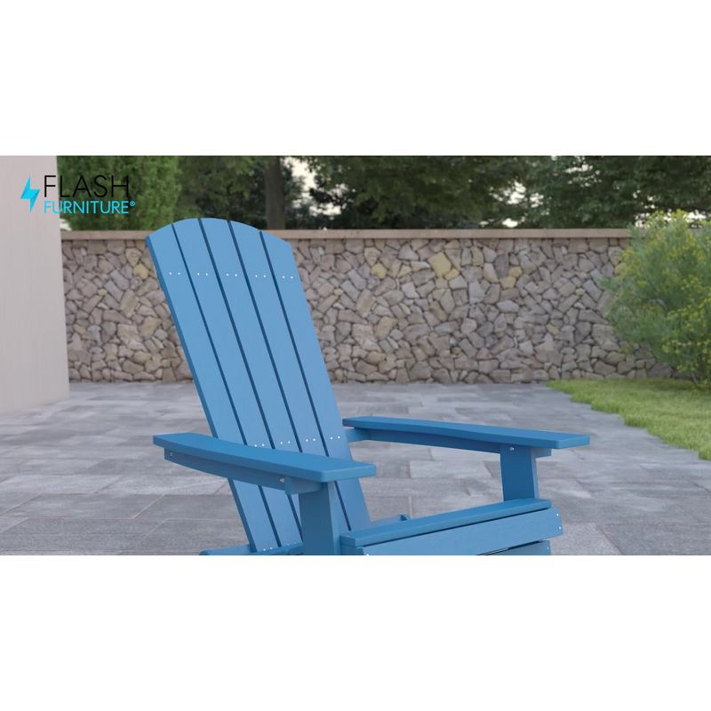 Flash Furniture Charlestown All-Weather Poly Resin Indoor/Outdoor Folding Adirondack Chair in White