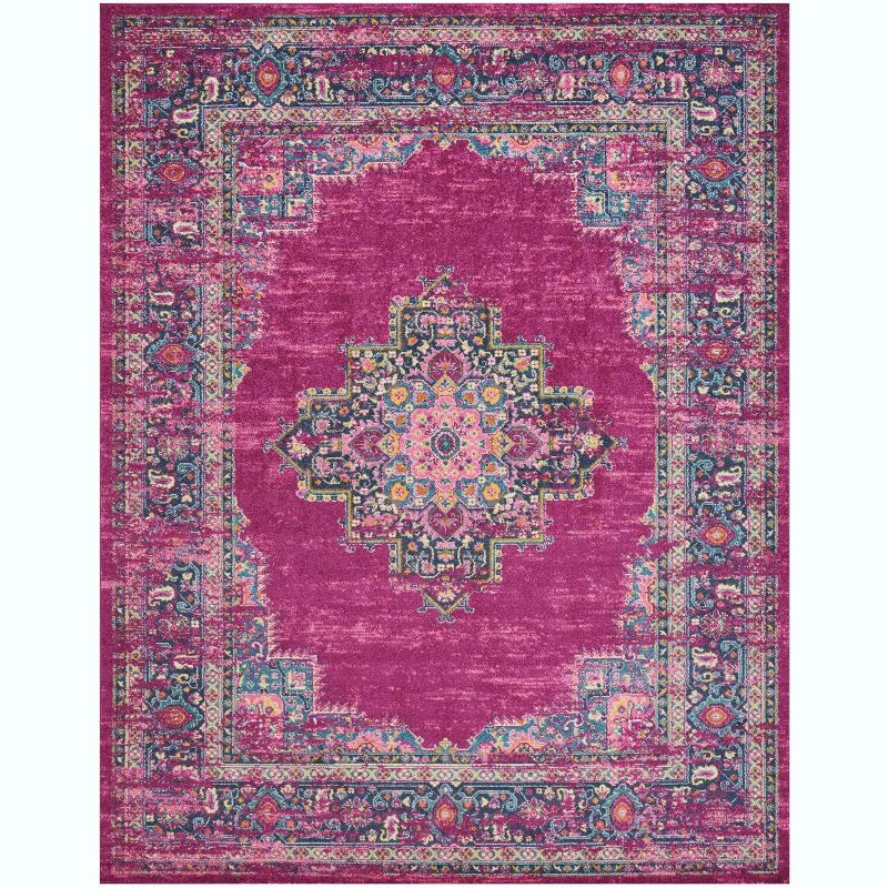 Nourison Passion Medallion Bohemian Indoor Rug Fuchsia 8' x 10'