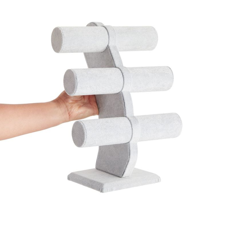 Juvale Velvet 3-Tier Jewelry Holder for Necklaces and Bracelets - Organizer Tower and Display for Selling (Gray)