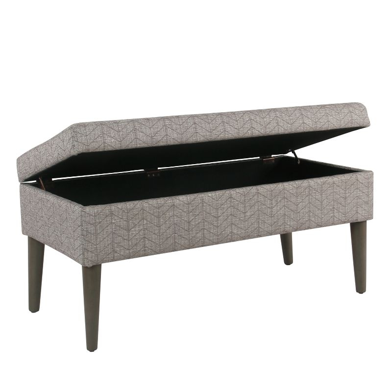 Mid Century Storage Bench Textured Gray - HomePop: Cushioned, Hinged Lid, Solid Wood Legs