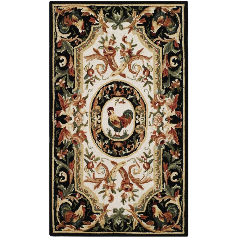 Chelsea HK48 Hand Hooked Accent Rug - Ivory/Black - 2'9"x4'9" - Safavieh.