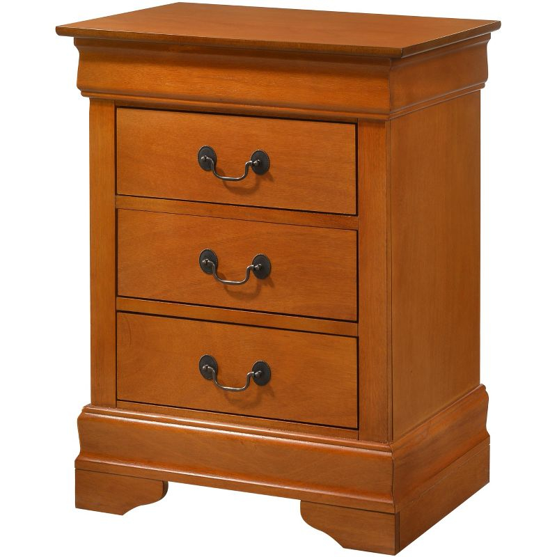 Passion Furniture Louis Philippe 3-Drawer Oak Nightstand (29 in. H x 21 in. W x 16 in. D)