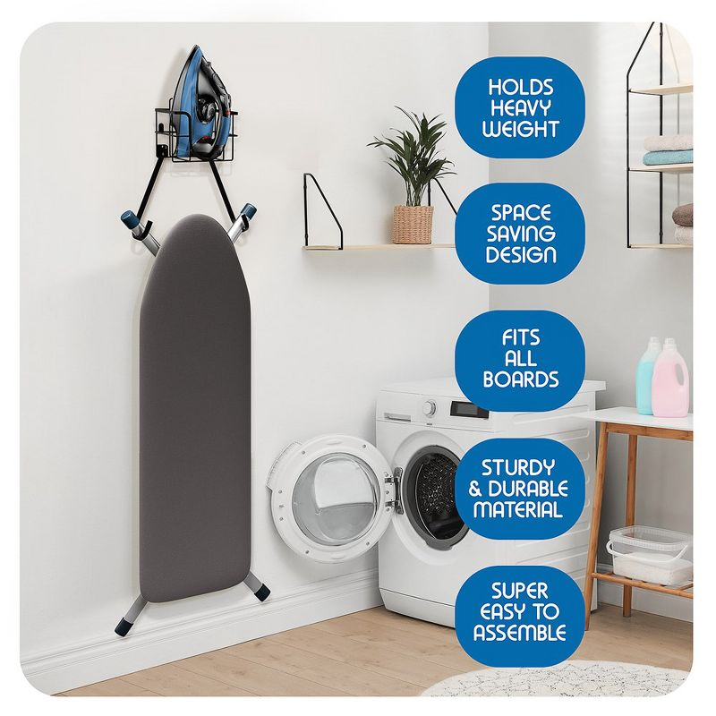 Bryt Ironing Board Holder, Wall Mount & Over the Door Hanger, Ironing Board Cover & Pad Set