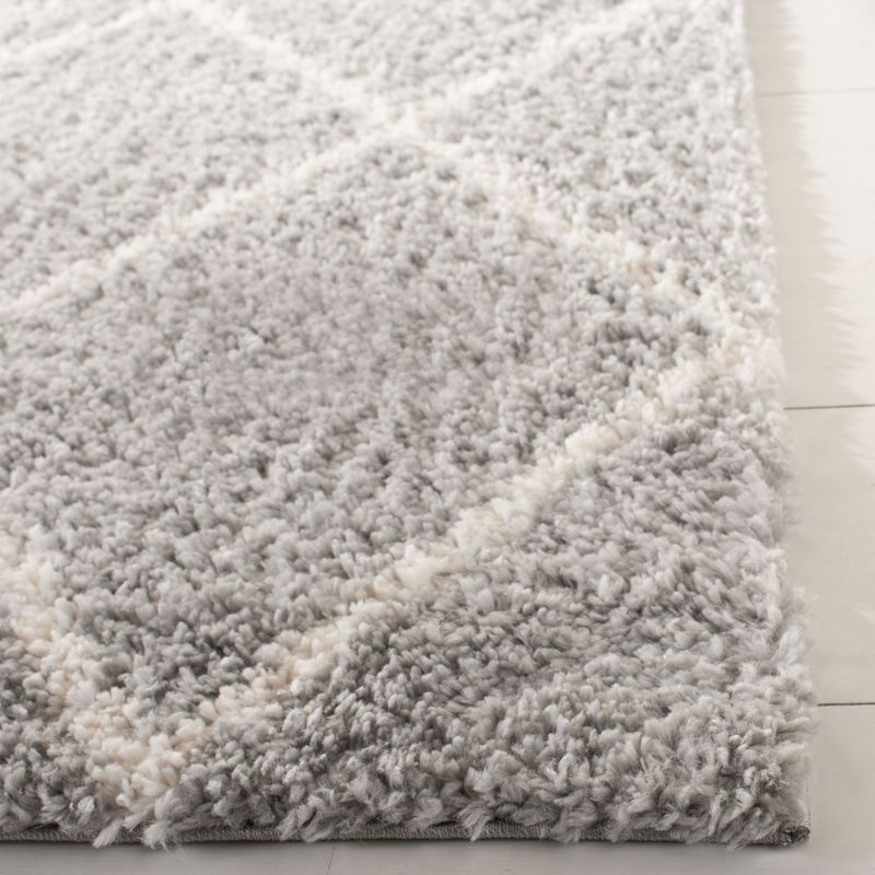 Parma Shag PMA515 Power Loomed Indoor Runner Rug - 2'3"x11' - Grey/Cream - Safavieh
