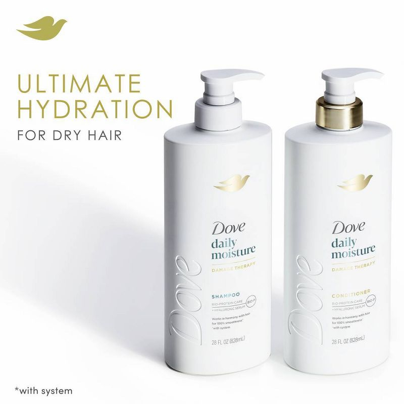 Dove Beauty Daily Moisture Hair Shampoo Pump with Hyaluronic Serum & Bio-Protein Care - 28 fl oz