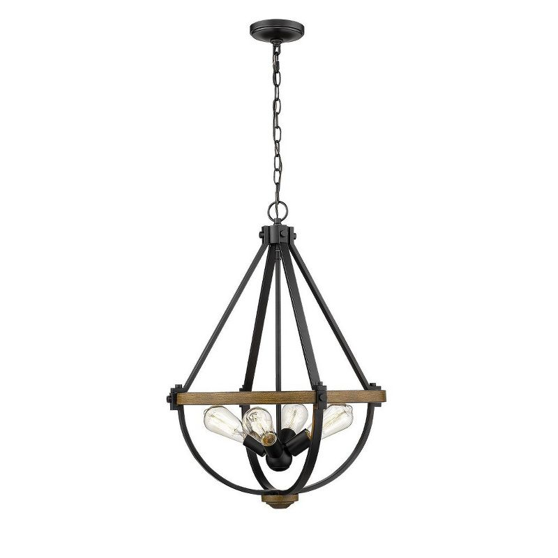 Millennium Lighting Ellijay 4 - Light Pendant in  Matte Black/Wood Tone