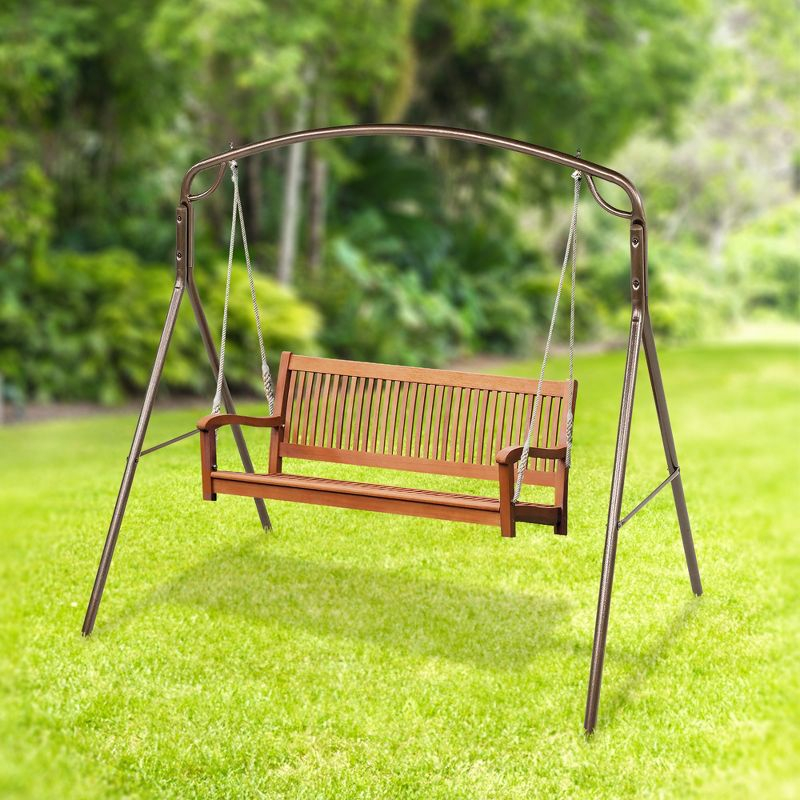 Woodlawn Easy to Assemble Patio Swing Frame with Steel Tubing and Powder Coated Finish for Garden, Lawn, Patio, and Porch Swings, Bronze