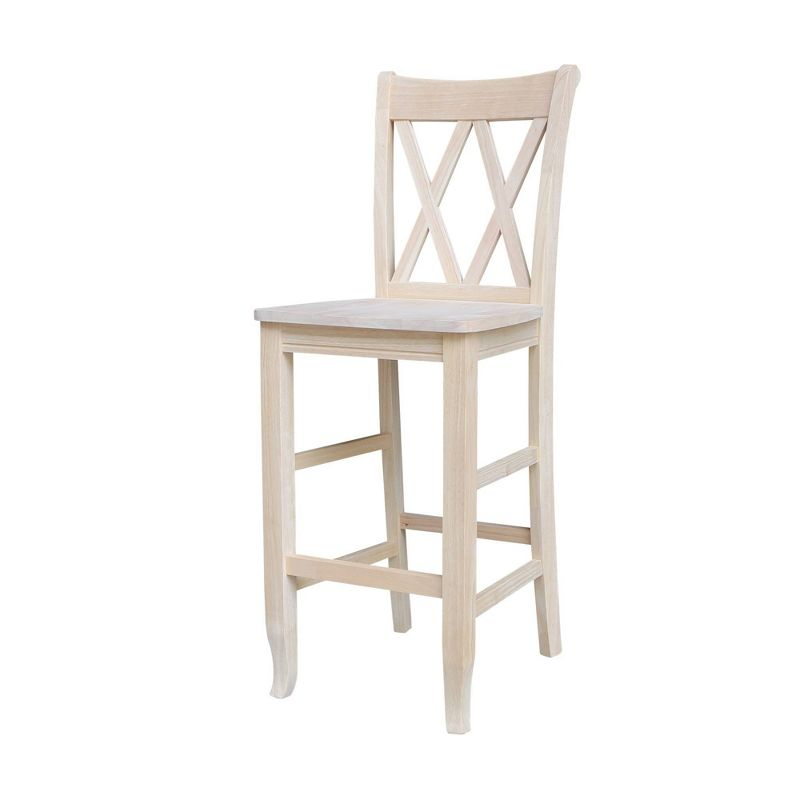 International Concepts 30" Double X Back Counter Height Barstool Unfinished: Solid Wood, Armless