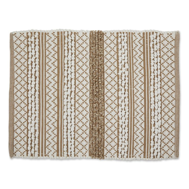 Design Imports Handloomed Slub Stripe - Stone & White - 2 X 3 Ft