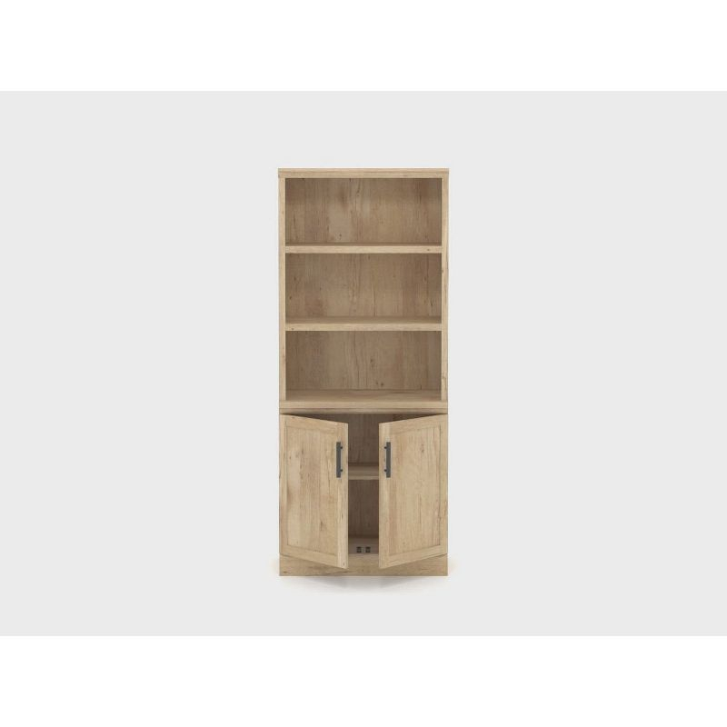 Sauder 70.866" Aspen Post Library Bookcase Prime Oak: Laminated Adjustable Shelves, MDF Frame, Metal Hardware