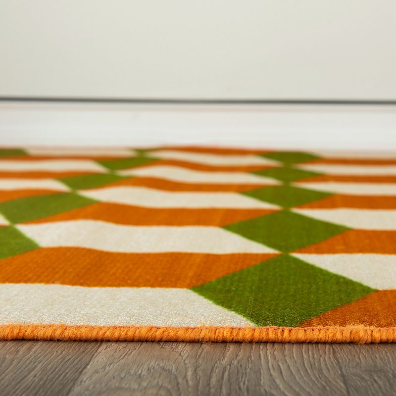 World Rug Gallery Contemporary Geometric Flatweave Indoor/Outdoor Area Rug - ORANGE 5' X 7':  Quick Dry,  UV Resistant