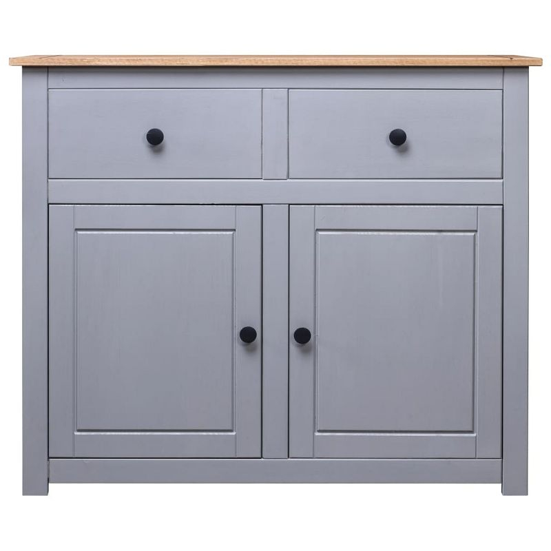 vidaXL Sideboard Gray 36.6 inches x15.7 inches x31.5 inches  Solid Pinewood Panama Range