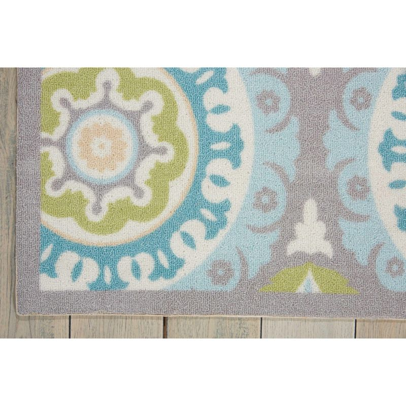 Waverly Sun & Shade "Solar Flair" Jade Indoor/Outdoor Area Rug by Nourison SND16 5'3" x 5'3"