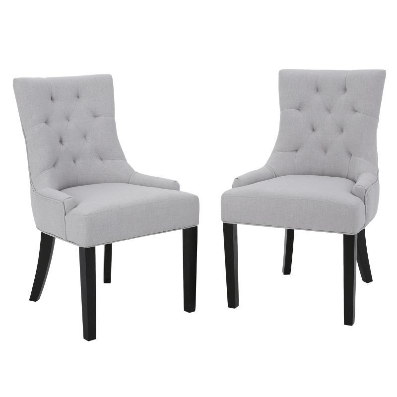 Christopher Knight Home Maggie Contemporary Tufted Armless Dining Chairs (Set of 2), Light Gray/Fabric
