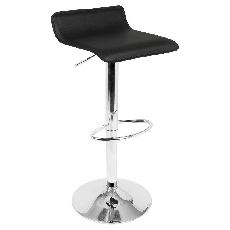 Set of 2 Ale Contemporary Adjustable Barstool Black - Lumisource: Chrome-Plated, Low Back, Swivel, PVC Upholstery