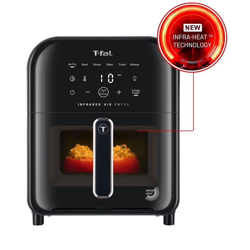 T-fal 6.3 Quart Infrared Air Fryer, 7-In-1 Cooking Functions, Digital Touch Screen, Black