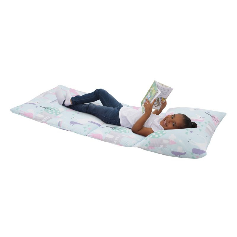 Everything Kids' Unicorn Deluxe Easy Fold Nap Mat: NoJo, Light Blue, Toddler & Preschool Sleep Mat, Machine Washable