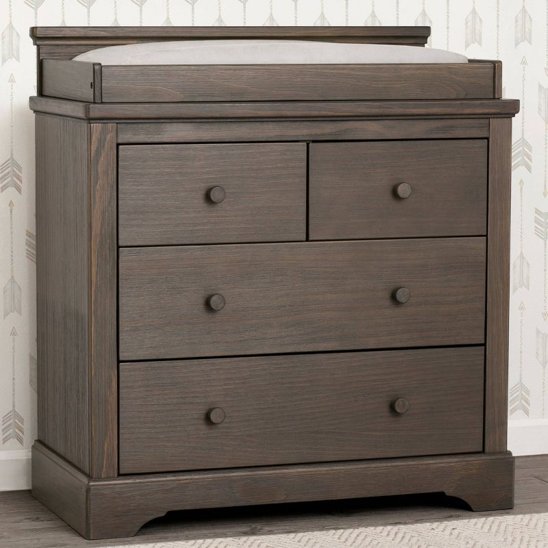 Simmons Kids' Paloma 4 Drawer Dresser with Changing Top and Interlocking Drawers - Rustic Gray