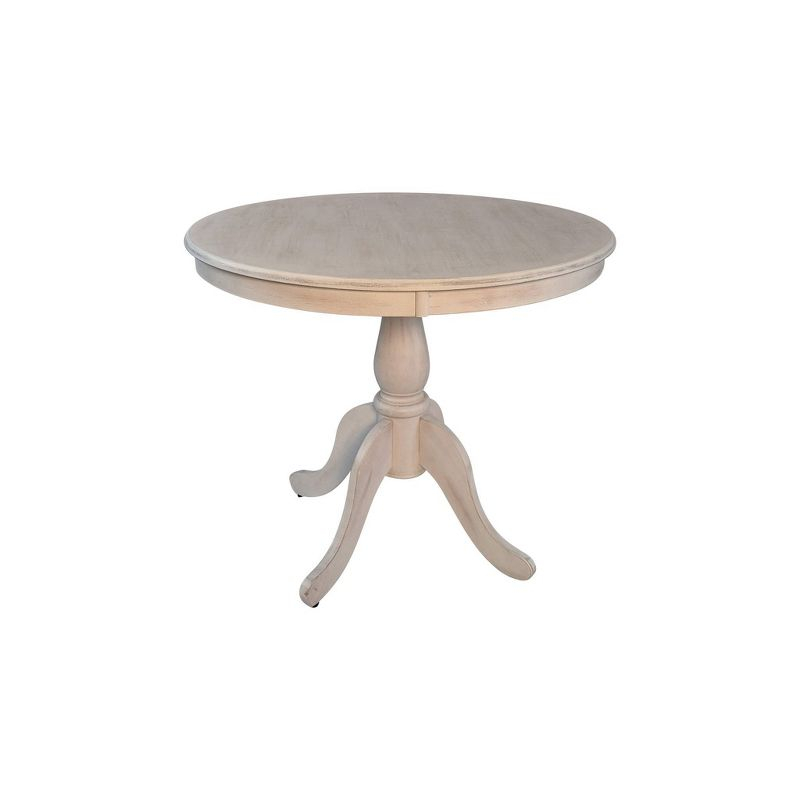Carolina Living 36" Salem Round Pedestal Dining Table White Wash: Rubberwood, Seats 4, Adult Assembly Required