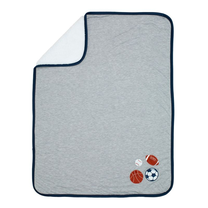 Lambs & Ivy Hall of Fame Sports Jersey/Faux Shearling Cozy Baby Blanket