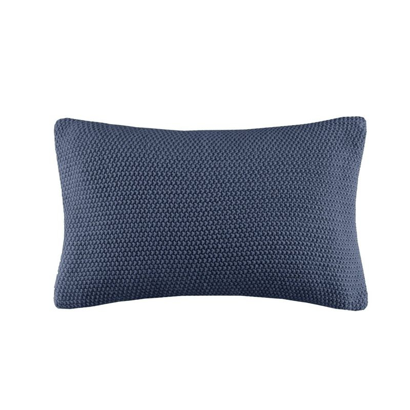 12"x20" Oversize Bree Knit Lumbar Throw Pillow Cover Indigo - Ink+Ivy: Acrylic, Machine Washable, Zippered