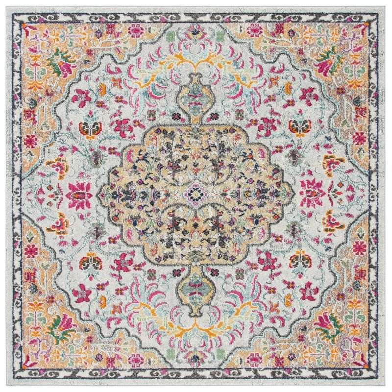 Madison MAD447 Power Loomed Indoor Accent Rug - Grey/Gold - 3'x3' - Safavieh