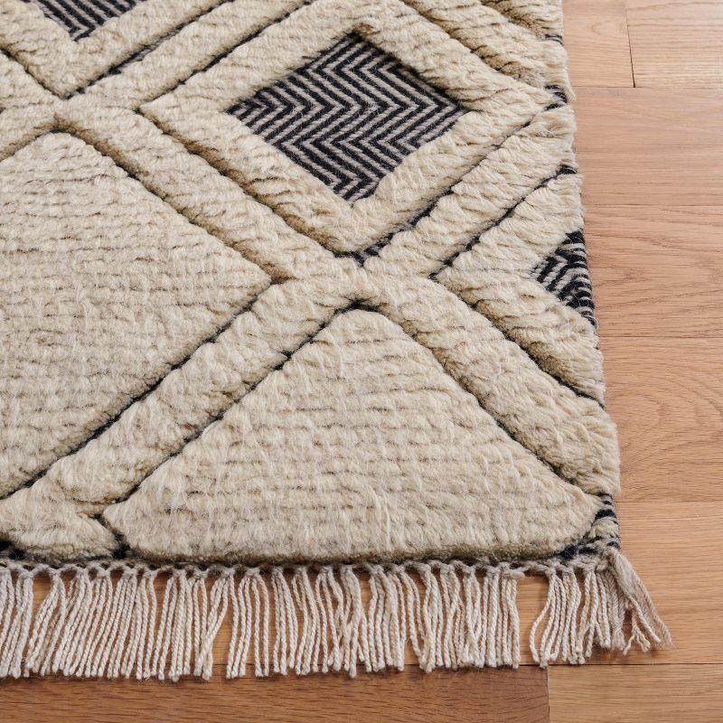 Kenya KNY805 Hand Knotted Area Rug - Ivory/Black - 8'9"x11'9" - Safavieh.