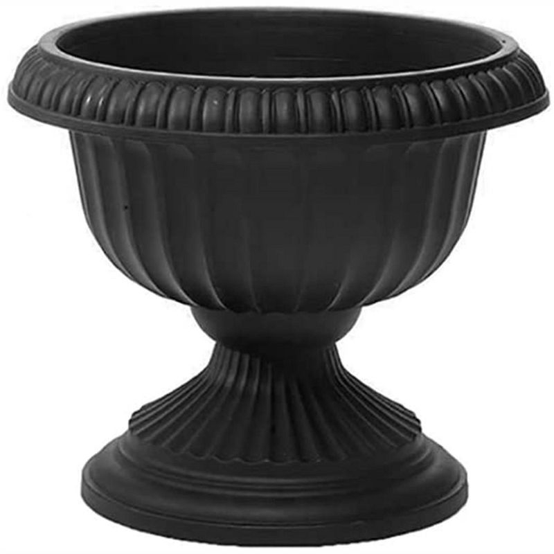 Novelty Grecian Plastic Indoor/Outdoor Urn Planter, Black, 12in