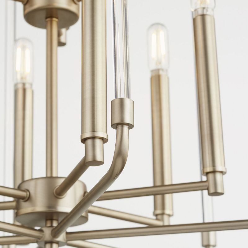 Quorum Lighting Optic 9-Light 2-Tier Entry Pendant, Aged Brass, 20W x 28H