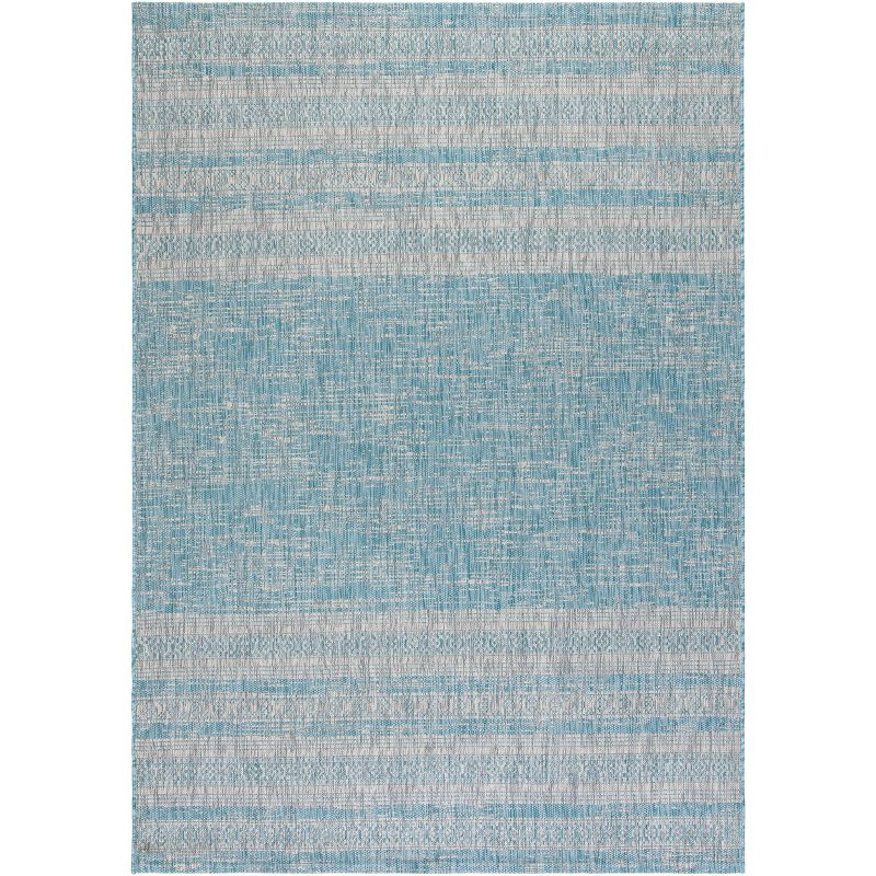 Courtyard CY8061 Power Loomed Indoor and Outdoor Area Rug - Aqua/Grey - 8'x10' - Safavieh